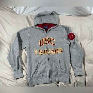 University Of South California USC TROJANS Full Zip Gray Hoodie Champs XS Y2K
